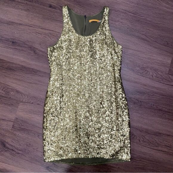 ALICE + OLIVIA Green Sequin Mini Dress - Picture 1 of 3